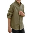 thumbnail image 4 of Spring Autumn Kids Long Sleeve Plain Button Blouse Boys Children Solid Tops with Pocket for 5-14 Years, 4 of 5
