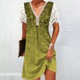 thumbnail image 4 of Cameland Robe Ample pour Femme à Col en V, Mode Décontractée, Style Élégant, Chandail à Manches Courtes, Imprimé en Dentelle, 4 of 7