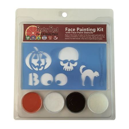 Ruby Red Paint, Inc. Face Paint, 2ML X 3 Colors - Halloween 2 Stencil Set, FDA Compliant By Ruby Red Paint Inc Ship from US