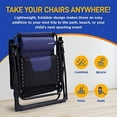 thumbnail image 4 of SereneLife Foldable Outdoor Zero Gravity Padded Lawn Chair, Adjustable Steel Mesh Recliners (Blue), 4 of 5