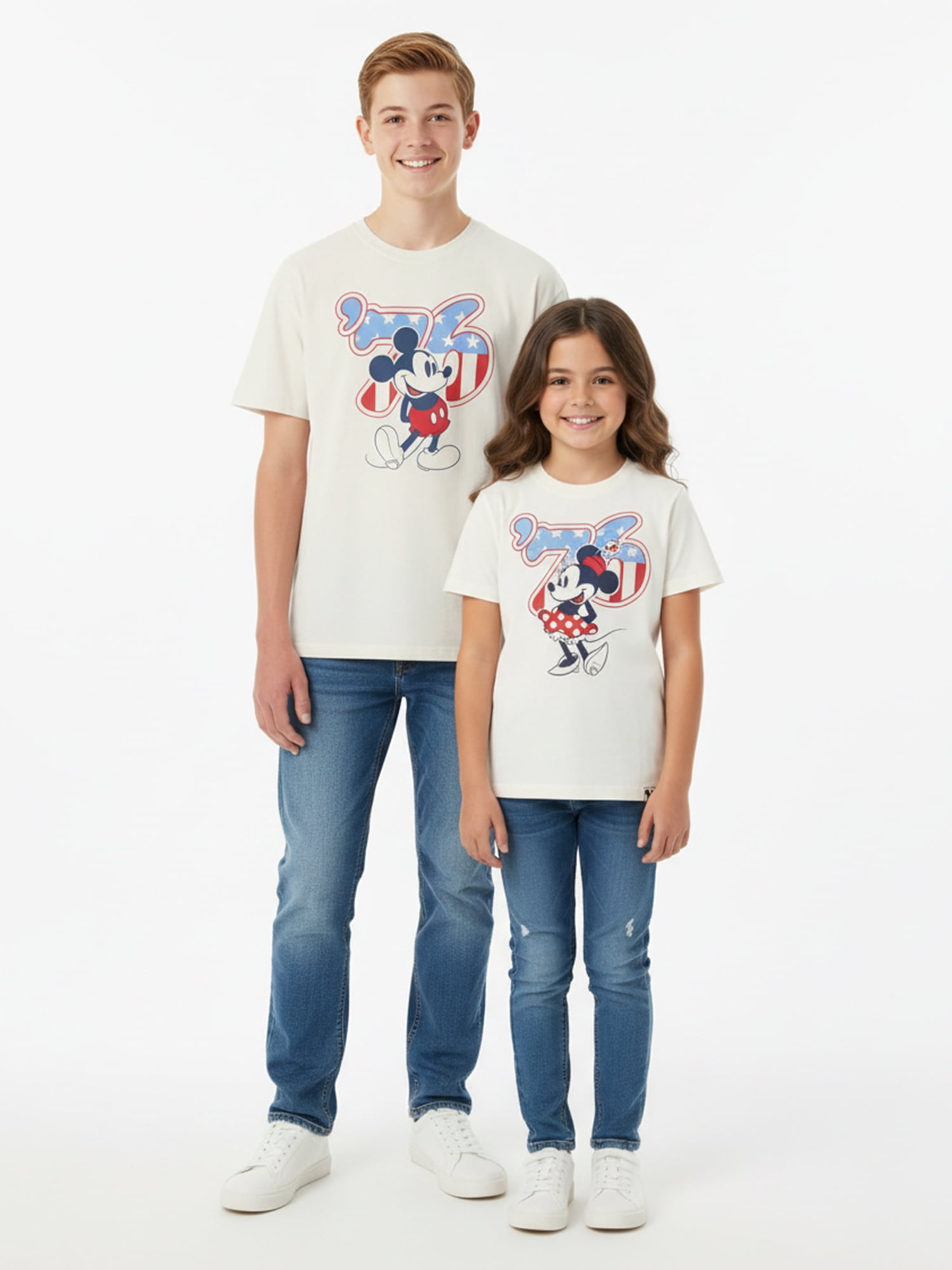 Minnie Mouse Girls 76 Patriotic Americana Graphic Tee, Sizes 4-18