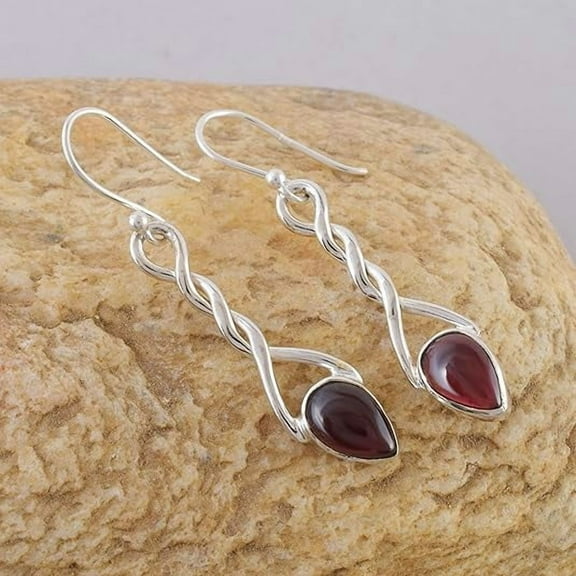 Sechi Garnet 925 Sterling Silver Celtic Knot Drop Dangle Earrings Jewelry for Women