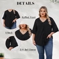 thumbnail image 4 of Bukemao Women's Plus Size 3/4 Length Sleeve Top – Dressy Casual Blouse with Ruffle V Neck Shirt, 4 of 9