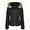 Black, variant on Winter Quilted Puffer Coat for Women Fleece Lined Warm Jacket with Removable Faux Fur Hood