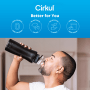Cirkul 32oz Matte Black Stainless Steel Starter Kit with Matte Black Cirkul Lid 2.0 and 2 Flavor Cartridges (Blueberry Grape & Kiwi Berry)