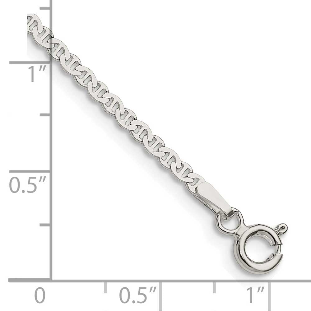 Finest Gold Sterling Silver 2.25 mm Flat Anchor Chain Anklet