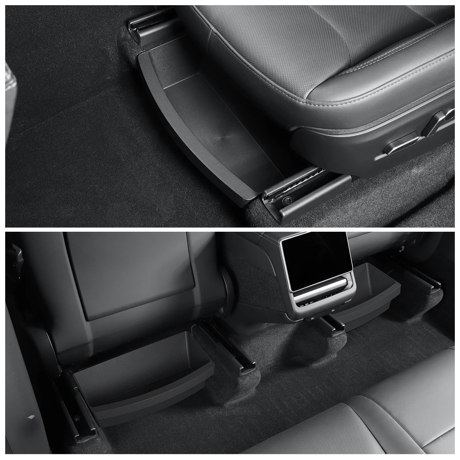 For Tesla Model Y Launch 2025 Juniper Under Seat Storage Box TPE High Capacity Organizer Case Drawer Tray Car Accessories