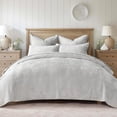 thumbnail image 6 of EVERGRACE Velvet Quilt Set Queen Size, Luxurious Soft Quilted Bedding Sets, Lightweight Velvet Comforter for All Season, Striped Channel Bedspread Coverlet with 2 Shams, Frost Gray, 6 of 8