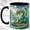 Black, variant on Teal Dragon Family Coffee Mug, Fantasy Castle Mug, Ceramic 11 oz