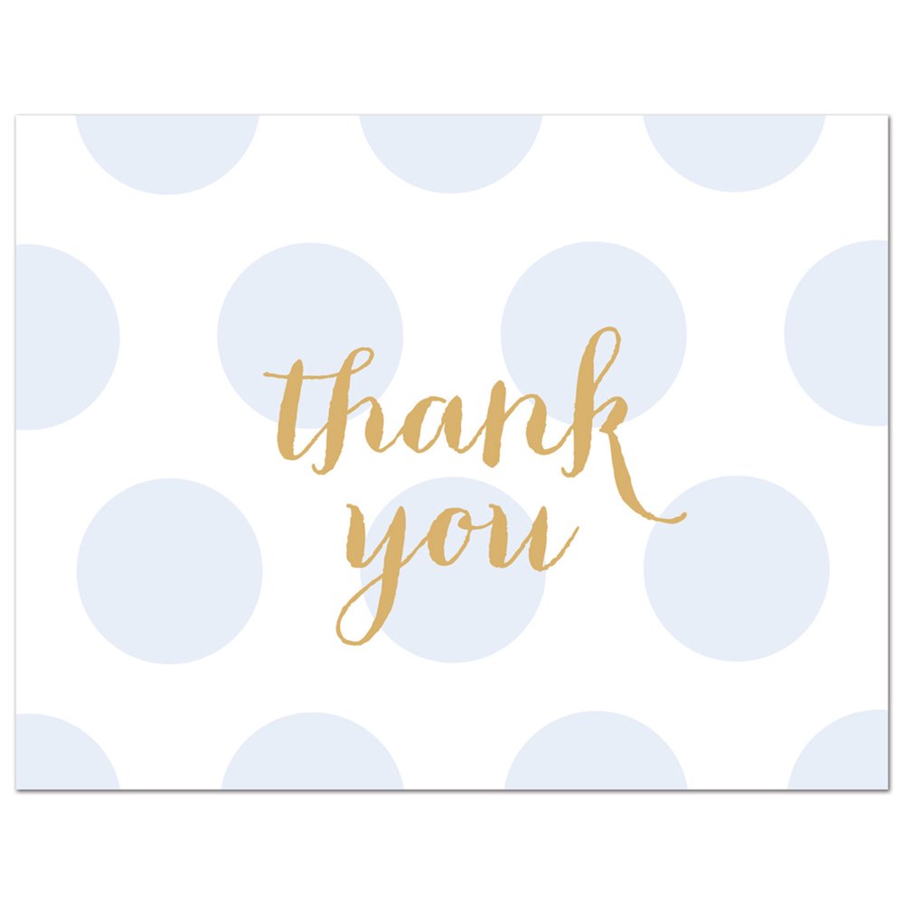 Blue Polka Dots Baby Shower Thank You Cards and Envelopes 50 Count