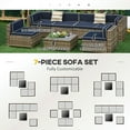 thumbnail image 6 of Topcobe 7-Piece Outdoor Rattan Sofa Set, Stylish Blue Wicker Chatting Furniture with Cushions, Pillows, and Side Table, Perfect for Patio, Deck, Garden, 6 of 13