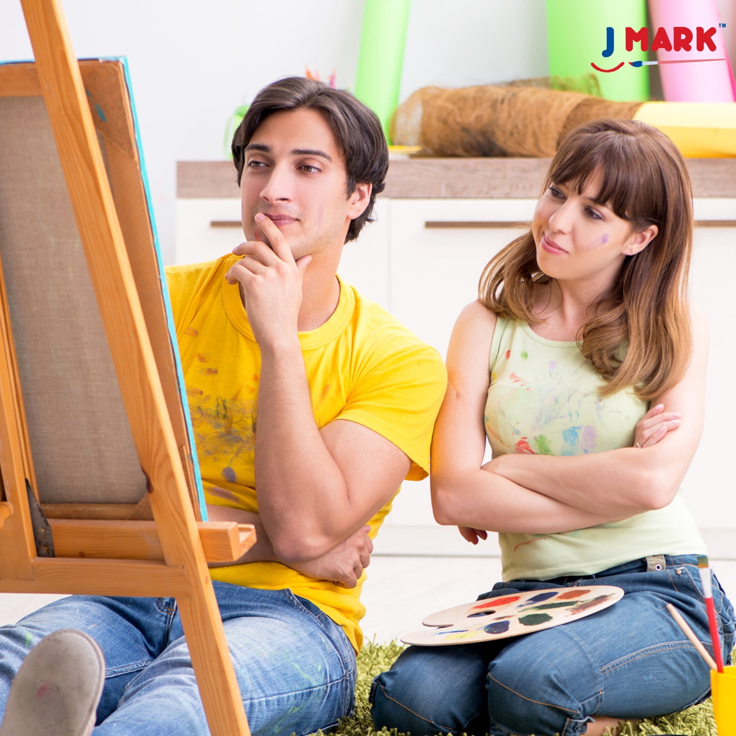 J MARK Acrylic & Watercolor Painting Kit – Complete Painting Set with Watercolor Kit, Acrylic & Watercolor Paint Tubes, Wood Easel, Watercolor Paper, Canvas Painting Kit & More