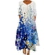 thumbnail image 1 of Vestido Irregular Vestido Floral Impreso Suelto Mujeres Informales Casco Manija Larga Vestidos de Larga Impresa en V de Cuello en V Odeerbi ODB113701, 1 of 8