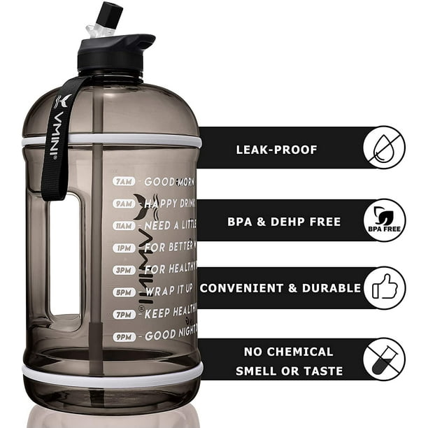Vmini Water bottler with Time Marker, Motivational Water bottle & 1 Gallon  Water Bottle with Time Marker to Drink More Daily - Leakproof Reusable Gym  Sports Outdoor Large Capacity (128 oz, Black) - Walmart.com
