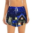 thumbnail image 2 of Pofeuu Christmas Night Print Women's Athletic Shorts Running Workout Shorts Tummy Control Quick Dry Gym Shorts with Pockets Double layer sports shorts-XX-Large, 2 of 7