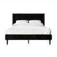 thumbnail image 2 of Castle Place Modern Wingback Corduroy Velvet Upholstered Twin Platform Bed, Black, 2 of 11