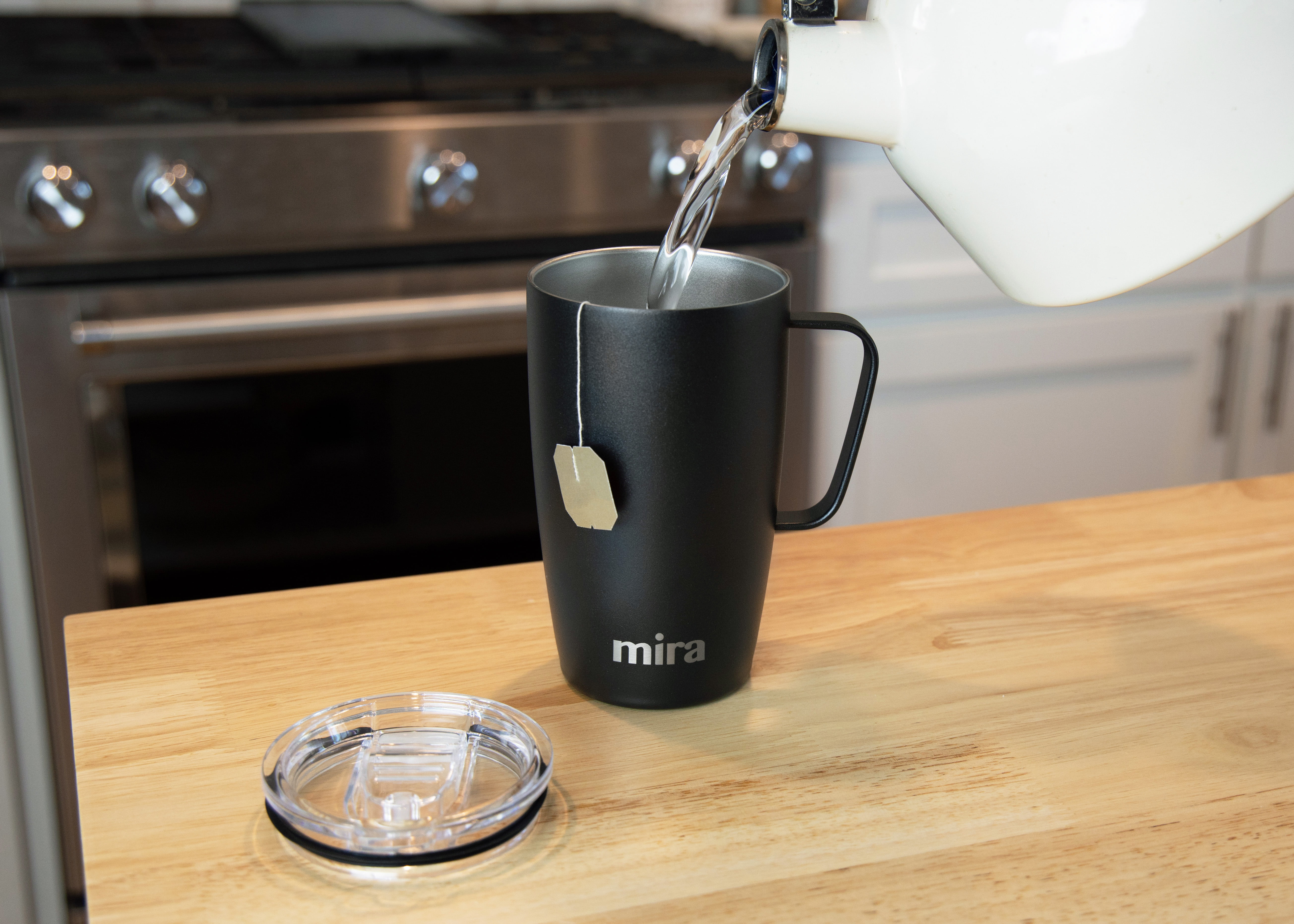 MIRA 14oz Coffee Mug with Handle & Screw on Lid, Stainless Steel Vacuum  Insulated Tumbler, Gray 