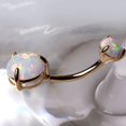thumbnail image 2 of 14Kt. Yellow Gold Navel Ring with Prong Set White Synthetic Opal, 2 of 4
