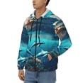 thumbnail image 3 of Uemuo Hawaiian Ship Dolphin for Men's Fashion Full-zip Hoodies & Sweatshirts with Kangaroo Pocket, Zip-up Hooded Sweatshirt, Moisture Wicking & Breathable-XX-Large, 3 of 5