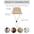 thumbnail image 4 of HonorHut Sun Hats Waterproof Lightweight Bucket Caps Packable Summer Cap with Adjustable Chin Strap Breathable Hiking Fishing Hat Outdoor Protection Khaki, 4 of 7