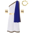 thumbnail image 3 of vastwit Mens Ancient Greek Toga Roman Caesar Warrior Robes Tunic Dress with Headwear Set Blue L, 3 of 7