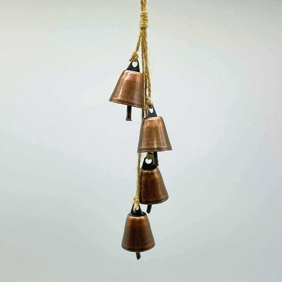 EWASWON Vintage Metal Cowbell Christmas Decoration - Rustic Iron Hanging Bell with Rope, Shabby Chic Wall Hanging Home Holiday Decor