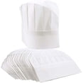 thumbnail image 1 of Pack de 20 gorros de chef de papel para niños adultos juego a granel de gorro de cocina blanco ajustable JAMW, 1 of 5