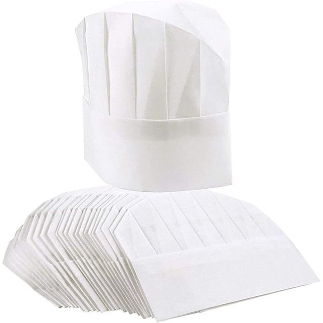 Pack de 20 gorros de chef de papel para niños adultos juego a granel de gorro de cocina blanco ajustable JAMW