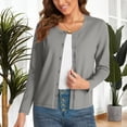 thumbnail image 2 of qucoqpe Women's Lightweight Button Down Cardigan Long Sleeve Casual Crew Neck Soft Knit Cardigan Sweater Tops for Women, 2 of 6