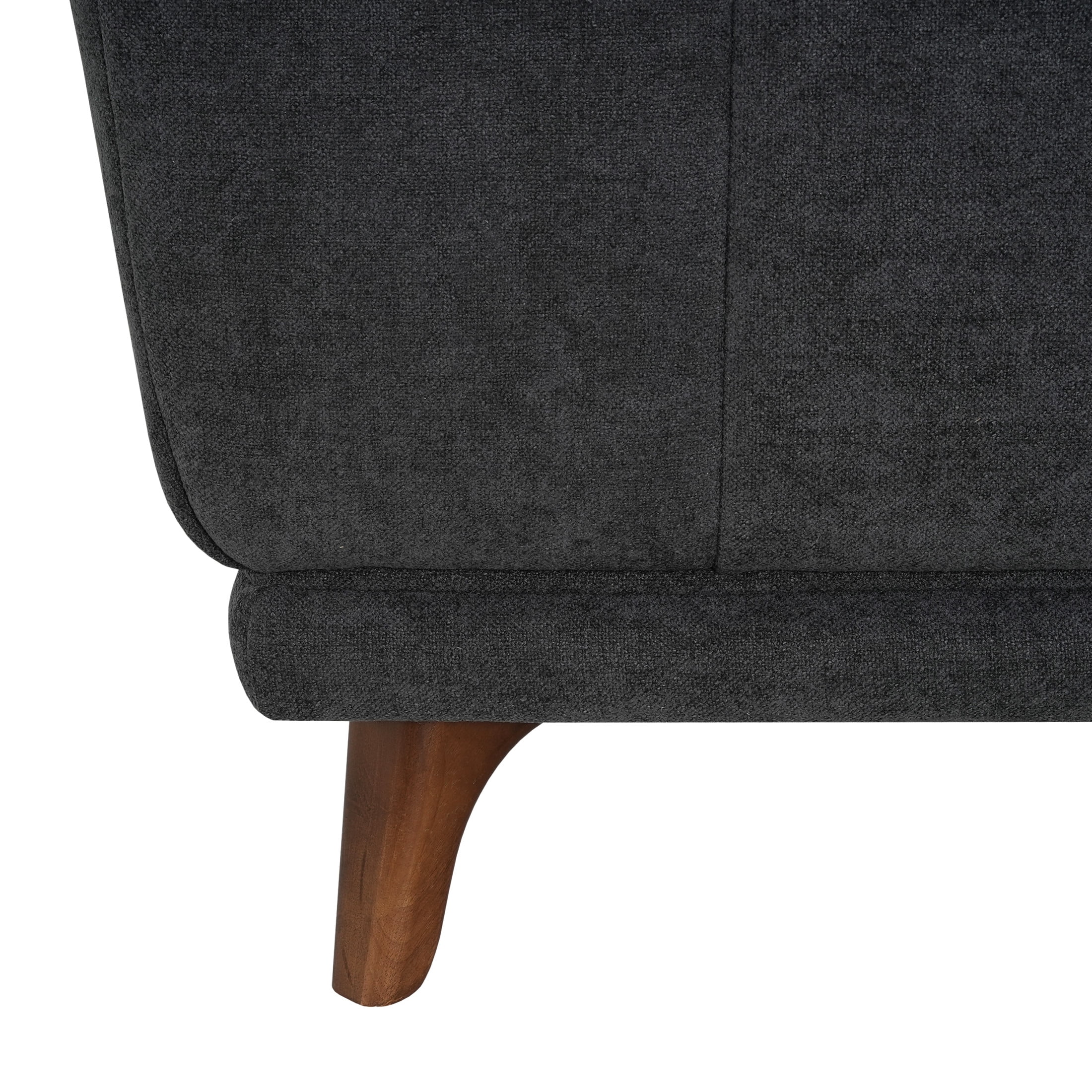 Christopher Knight Home Chenille Ottoman, Solid Wood Legs, Button-Tufted Footstool Coffee Table, Charcoal Gray