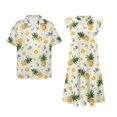 thumbnail image 4 of Garronmavis Pineapple Matching Outfits for Couples Husban and Wife Clothing Men's Short Sleeve Shirt Light Beach Tops and Women's V-neck Dress A-Line Party Dresses Size L, 4 of 7