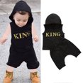 thumbnail image 2 of Baby Boy's Hooded King Letter Print Sleeveless Vest Top + Solid Color Shorts, 2 of 8