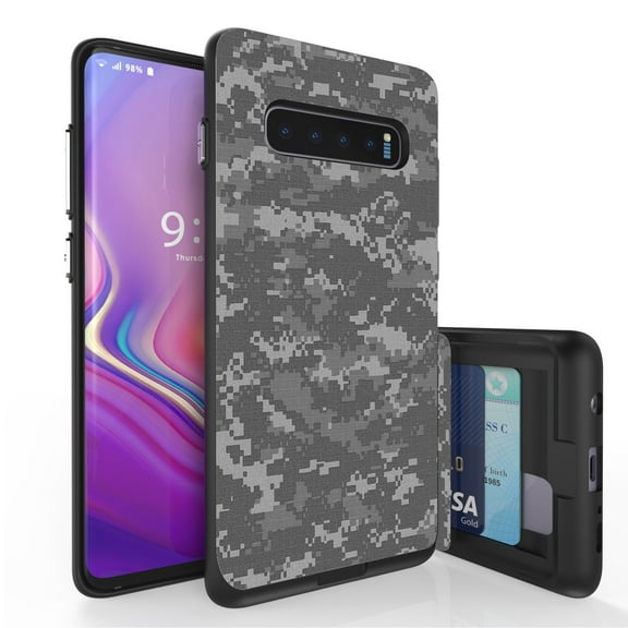 Galaxy S10  Case, Duo Shield Slim Wallet Case   Dual Layer Card Holder For Samsung Galaxy S10  [NOT S10 OR S10e] (Released 2019) Digital Camouflage