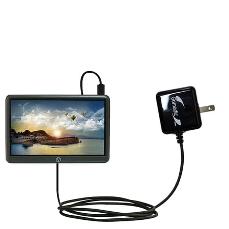 Gomadic Intelligent Compact AC Home Wall Charger suitable for the Visual Land V-Tap VL-902 - High output power with a convenient, foldable plug design