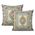 thumbnail image 1 of Double Sided Patterned Monaco Rug Boho Pillow Covers 18x18, Set of 2 - Soft Cotton Green Cushion Decor, 1 of 7
