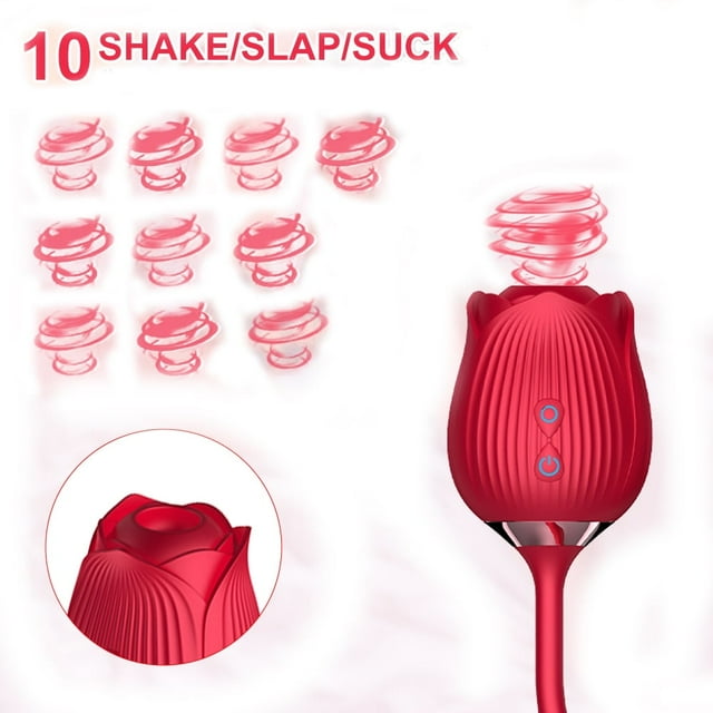 Xbonp Jouets Vibrateurs Roses pour Femmes, Vibrateur Point g 3 en 1 avec Gode Vibrant Rouge