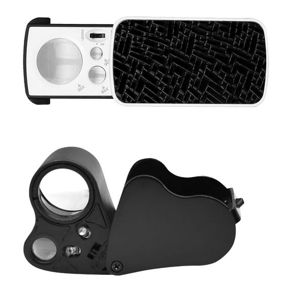 2Pcs Metal Jewelry Magnifier Set Portable Alloy Loupe for Gemstones Inspection Pocket Size Magnifyings Glasses Tool