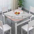 thumbnail image 3 of White Gray Red Marble Pattern Square Fitted Tablecloth with Elastic Edge,Square Table Cover,Washable Elastic Table Cover for Home Kitchen Party Decor 36"x36", 3 of 6