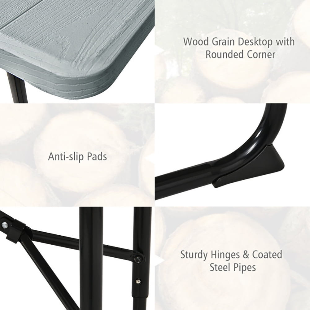 Aimee Lii Indoor and Outdoor Folding Picnic Table Bench Set, Outdoor Patio Furniture Set, Gray