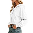 thumbnail image 6 of Luvrsol Hoodies Women Cropped Jacket Button Front Hooded Long Sleeve Drawstring Top with Pockets S-2XL, 6 of 7