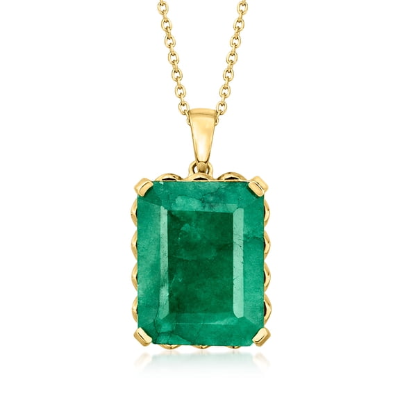 Ross-Simons 11.00 Carat Emerald Pendant Necklace in 18kt Gold Over Sterling, Women's, Adult