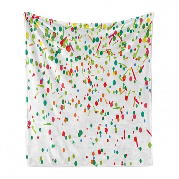 Carnival Soft Flannel Fleece Blanket, Vibrant Colored Geometric Shapes Illustrations Holiday Festival Thematic Graphic, Cozy Plush for Indoor and Outdoor Use, 60" x 80", Multicolor, by Ambesonne