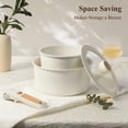 thumbnail image 5 of Carote Ceramic Nonstick Cookware Set with Induction, 4-Piece Set with Detachable Saucepan and Lid, Oven Safe, Dishwasher Safe, Cream White, 5 of 9