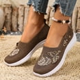thumbnail image 4 of Domzle Womens Orthopedic Shoes Wide Width Butterfly Embroidered Slip On Knitting Flat Loafers Walking Shoes Soft Breathable Lightweight Mesh Sneakers with Arch Support Brown 36, 4 of 7