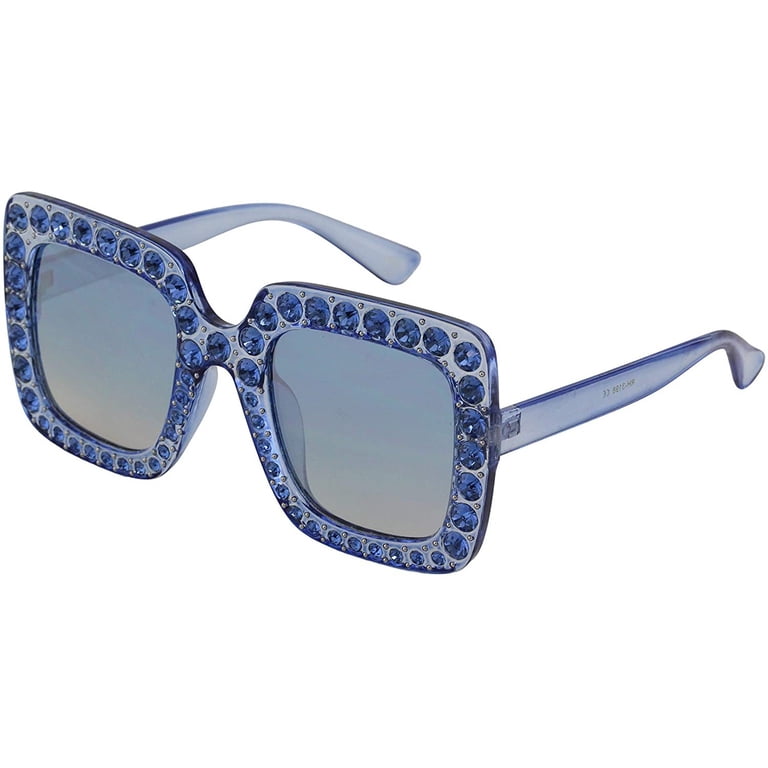 Oversized Rhinestone Square Frame Sunglasses‎ Amazon.com: willochra 2pcs Oversized Square Frame Sparkling  main image 3