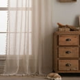 thumbnail image 2 of Linen Curtain for Bedroom Living Room, Rod Pocket Rustic Farmhouse Bohemian Tassels Window Treatment, 1 Panel, 2 of 10