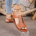 thumbnail image 6 of Samdudou Flat Sandals for Women Open Toe Casual Slingback Shoes Stylish Front Zipper Closure Textured Leatherette Upper Daily Walking Footwear, 6 of 9