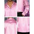 thumbnail image 6 of INSPIRE CHIC Style Men's Prom Satin Long Sleeves Button Down Slim Fit Formal Party Shirts Pink S, 6 of 6