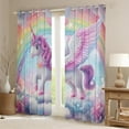 thumbnail image 2 of Unicorn Curtains Rainbow Unicorn 30%-50% Blackout Curtains Blue Purple Gradient Bedroom Curtains Galaxy Stars Fantasy Decor Window Curtains Kawaii Unicorn Curtains,2 Panels (52Wx84L), 2 of 5