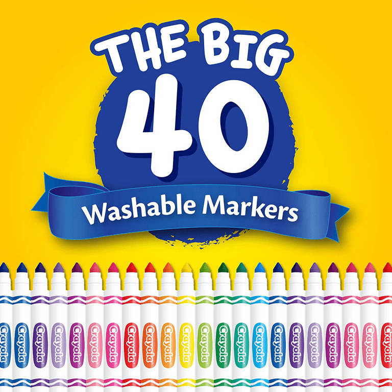  Crayola Ultra Clean Washable Markers (40 Count), Coloring  Markers for Kids, Art Supplies, Marker Set, Gifts for Kids, 3, 4, 5 : Toys  & Games